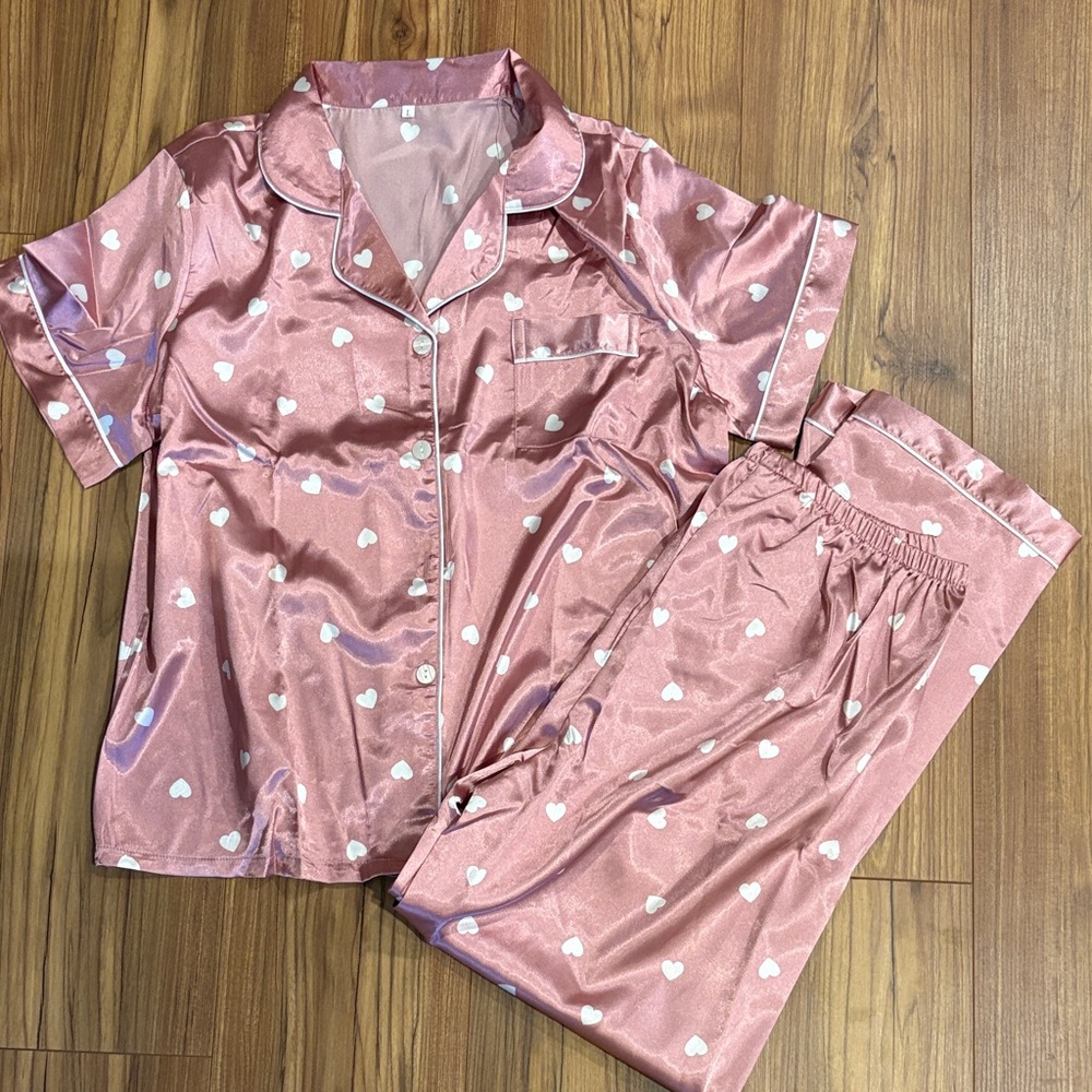 Heart satin pajamas …new in the bag